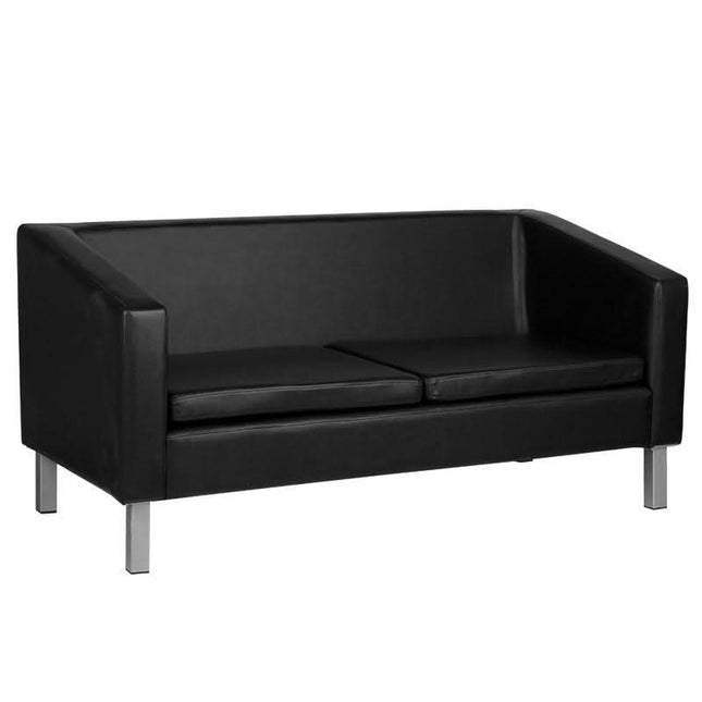 GABBIANO BM18003 juoda laukiamojo sofa kirpyklai – trijų vietų eko odos baldas grožio salonui