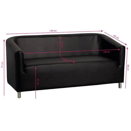 GABBIANO M021 juoda sofa laukiamajam – patikimas baldas salonų recepcijai, užtikrinantis klientų komfortą ir profesionalų įva