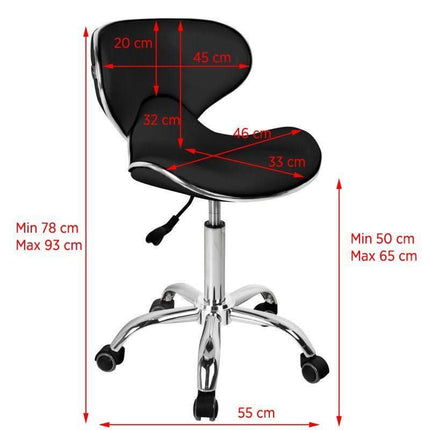 GABBIANO Q-4599 meistro kėdė grožio salonui – juoda eko oda, lengvai valoma, tinka kosmetologijos kabinetui