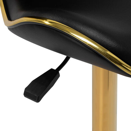 GABBIANO hidraulinė kėdė manikiūrininkei ergonomiškas atlošas juodai auksinė spalva