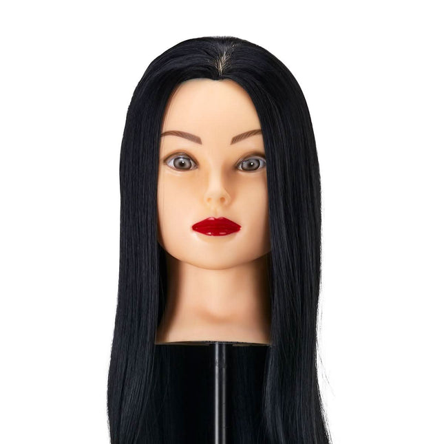 GABBIANO WZ2 kirpėjų mokymo galva sintetiniais plaukais, spalva 1# juoda, 55 cm 24 colių, kirpykla