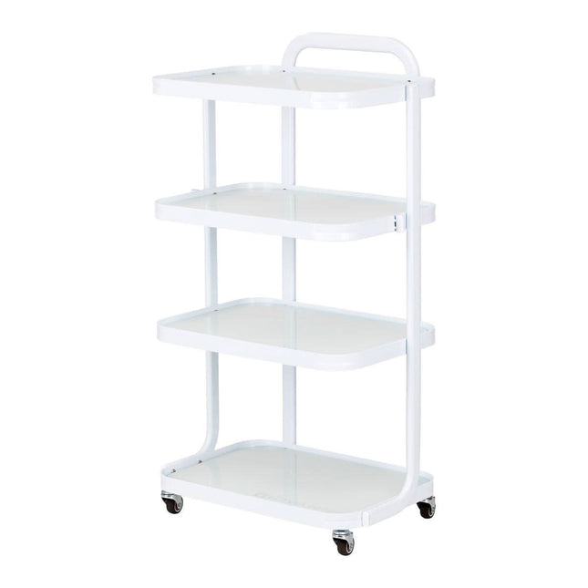 GIOVANNI H6702 baltas kosmetologinis vežimėlis salonui – stabilus, lengvai perkeliamas, talpus