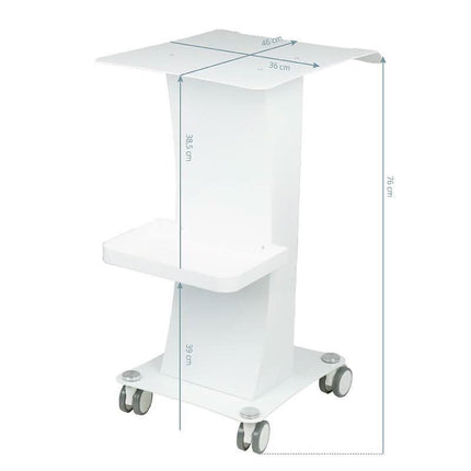 GIOVANNI vežimėlis 091 kosmetologijos kabinetui – baltas mobilusis staliukas prietaisams su ratukais