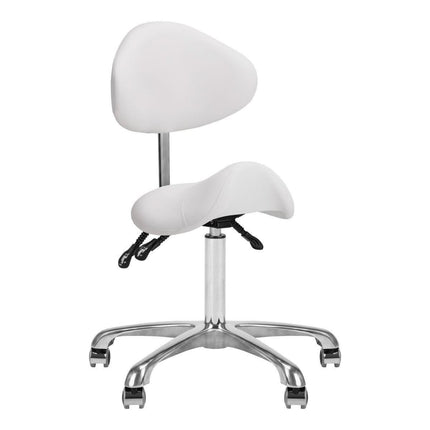 GIOVANNI meistro kėdė 1004 balta – ergonomiška baldai salonui su reguliuojamu atlošu ir balninės formos sėdyne