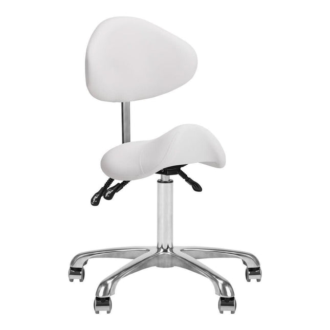 GIOVANNI meistro kėdė 1004 balta – ergonomiška baldai salonui su reguliuojamu atlošu ir balninės formos sėdyne