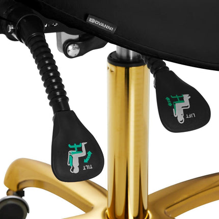 GIOVANNI 1004 BLACK GOLD kėdė-balnas – ergonomiški baldai grožio specialistams