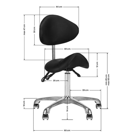 Juoda ergonomiška GIOVANNI 1004 kėdė – specialistams pritaikyta darbo vieta kosmetologijoje