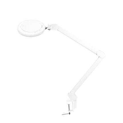 GLOW LED 8021 lempa-lupa ant stalo tvirtinimo – idealus apšvietimas kosmetologui darbo vietoje