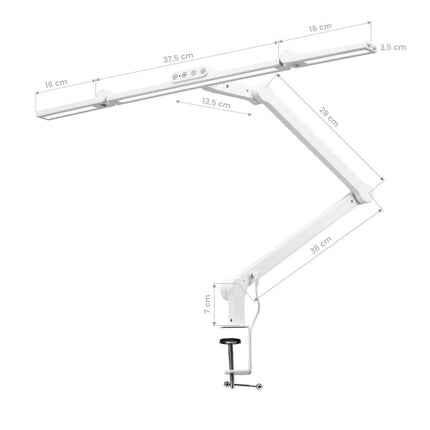 GLOW L03 balta darbo vietos lempa manikiūrui – ergonomiškas dizainas intensyviam darbui