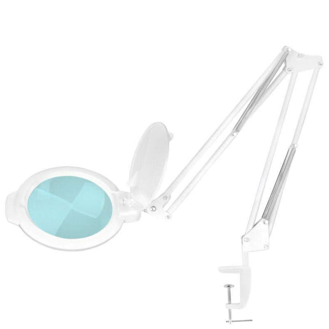 GLOW Moonlight 8013/6 kosmetologinė lempa-lupa stalviršiui, balta – SMD LED apšvietimas tiksliam darbui