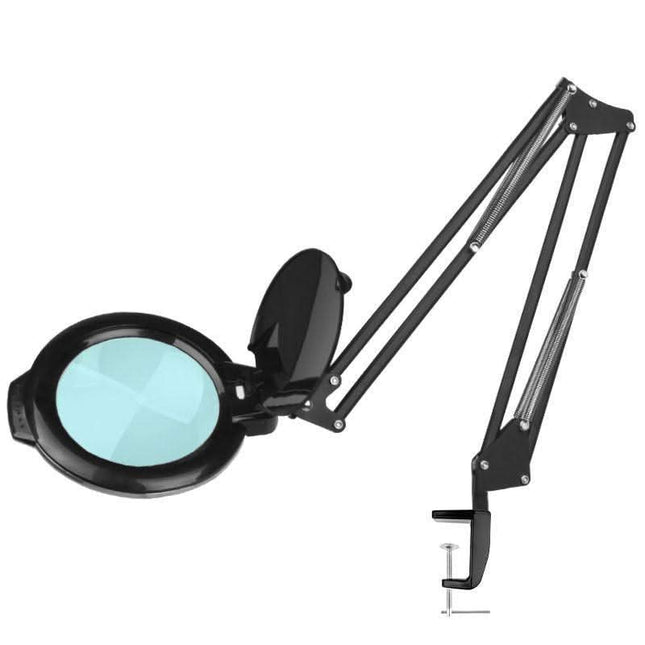 GLOW Moonlight kosmetologinė lempa-lupa stalviršiui 8013/6 juoda SMD LED 5D stiklinis lęšis