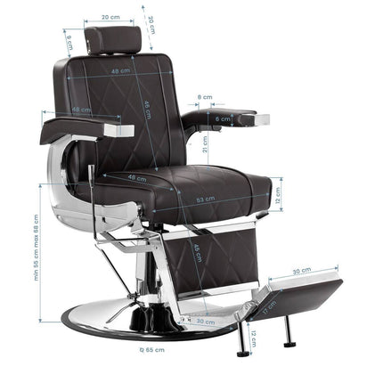 Hair System BM88066 barberio kėdė iš galo – solidi nugaros atrama ir stilingas rudas dizainas
