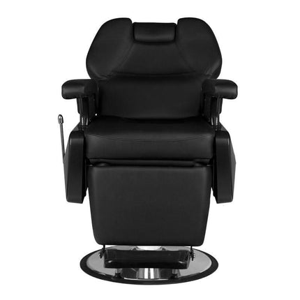Juoda HAIR SYSTEM NEW YORK barber kėdė – ergonomiška sėdima vieta ilgoms darbo sesijoms kirpykloje
