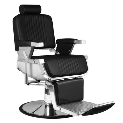 Barberio kėdė juoda eko oda – HAIR SYSTEM ROYAL X kirpyklai, komfortiškas kliento sėdėjimas darbo metu