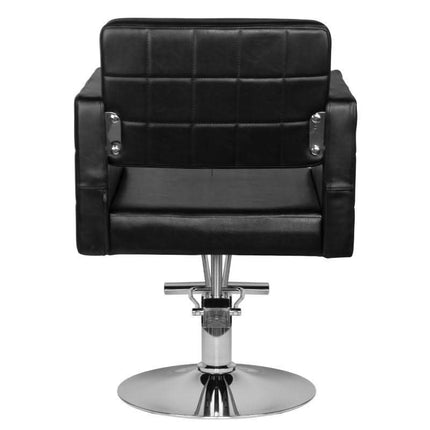 Juoda eko odos kirpyklos kėdė HAIR SYSTEM HS33 – lengvai valomas paviršius, higieniška