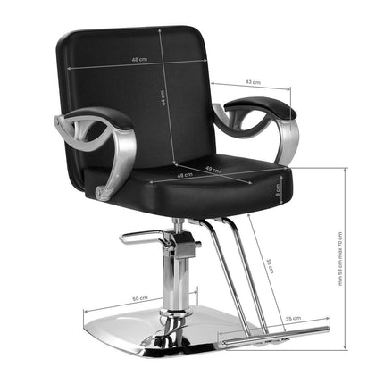 HAIR SYSTEM ZA31 kirpyklos baldas – juoda ergonomiška hidraulinė kėdė ilgaamžiškam profesionaliam naudojimui