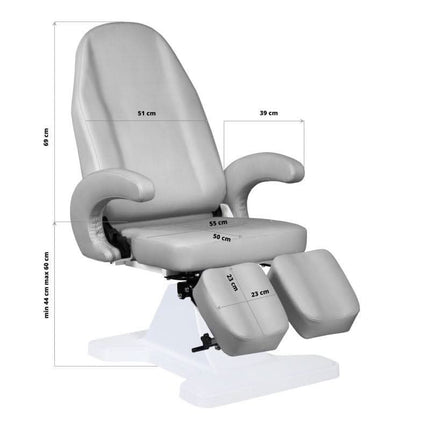 BeautyKit pedikiūro kėdė 112 – ergonomiška pilka kėdė intensyviam darbui grožio salone