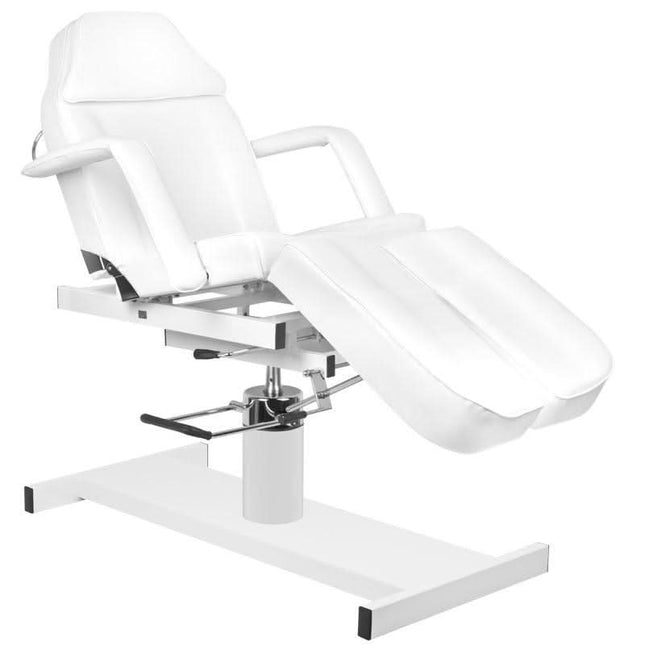 BeautyKit hidraulinė pedikiūro kėdė 210C PEDI balta – profesionali salono kėdė aukščio reguliavimu 64–80 cm
