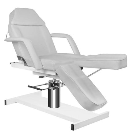 BeautyKit 210C pilka kosmetologinė kėdė su hidrauliniu mechanizmu – ergonomiška meistro darbo vieta salone