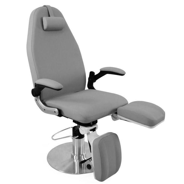 Hidraulinė pedikiūro kėdė AZZURRO 713A pilka – ergonomiška salonų kėdė su hidrauliniu aukščio reguliavimu 56–70 cm