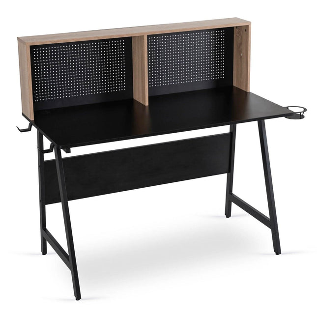 Mebel Elite ICE stalas 138,5 cm juodas/sonoma ąžuolas – profesionalus grožio salono darbo stalas