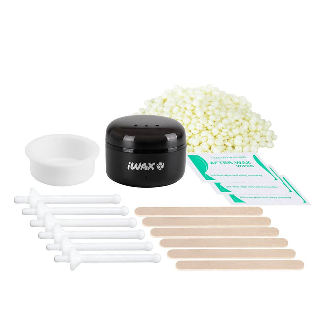 IWAX MINI depiliacijos rinkinys veido sričiai juodas – kompaktiškas vaško šildytuvas salonams