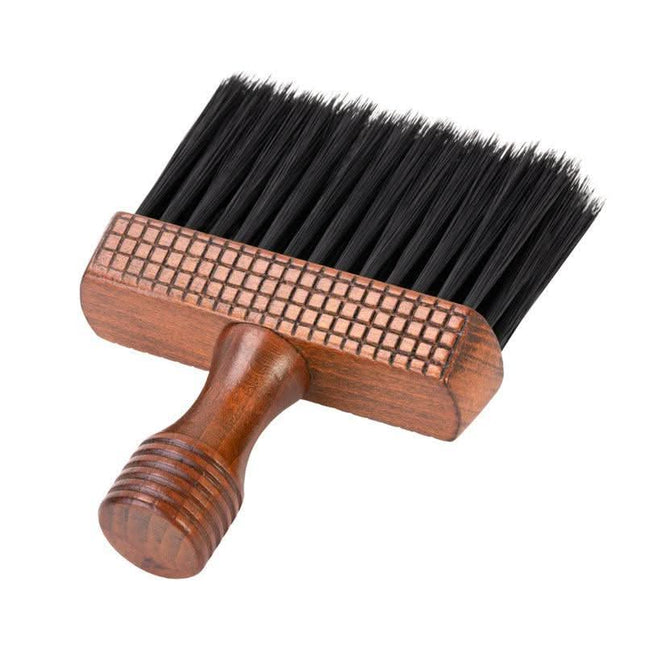 BeautyKit BARBER kaklo valymo šepetys kirpyklai – aliuminis, mediena, silikonas, 27 cm, profesionaliam barberių naudojimui