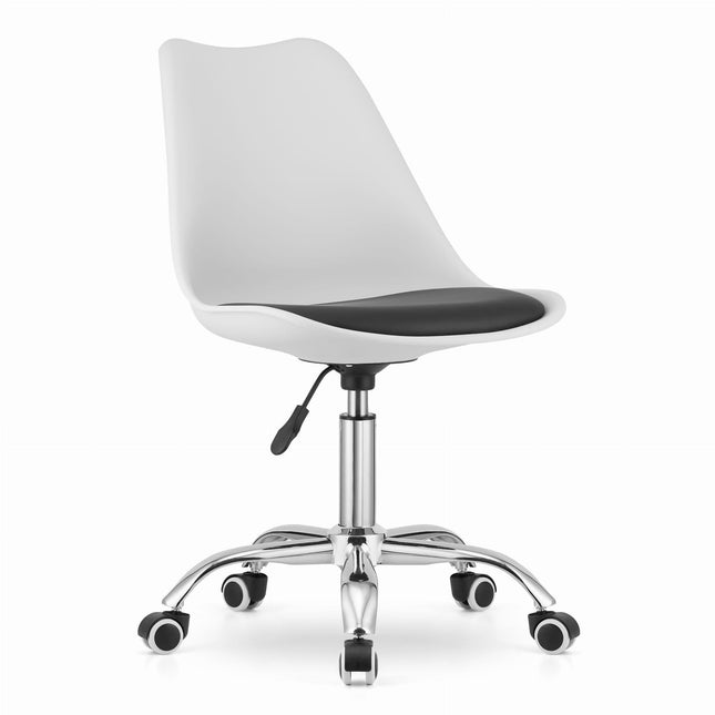 Hurtmeblowy ALBA profesionali kėdė ant ratukų balta ir juoda grožio salonams – ergonomiška darbo vieta