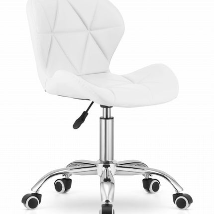 Hurtmeblowy AVOLA balta eko oda kėdė ant ratukų – ergonomiška darbo kėdė grožio salonui