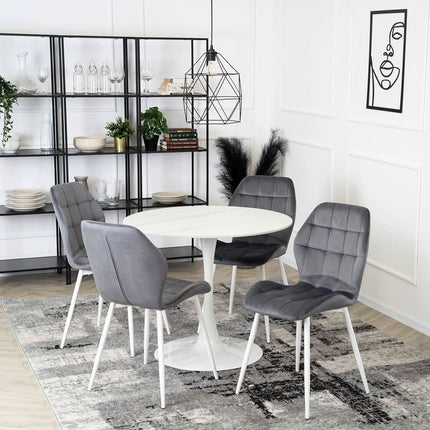 Mebel Elite LUCKY – stabili klientų kėdė manikiūro ir pedikiūro salonams, pilkas aksomas