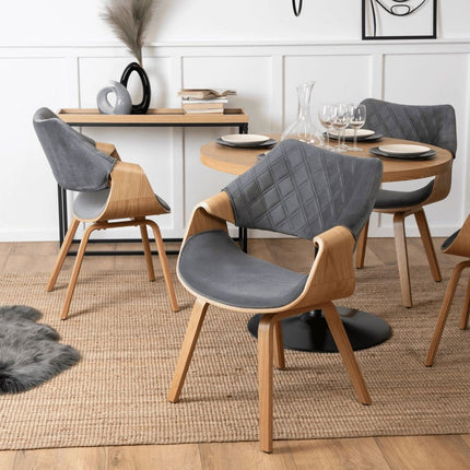 Kėdė LUISE Grey Velour Modern Loft, pilkas aksomas - Beauty Kit