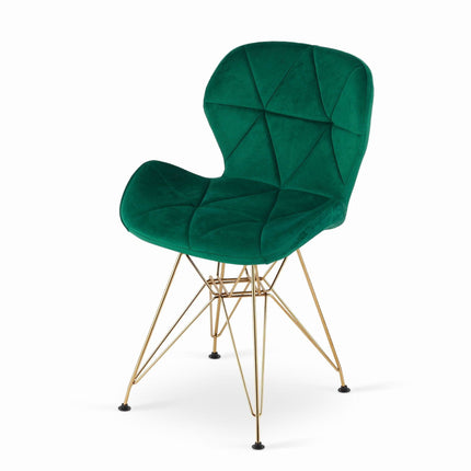 Aksominė NEST laukiamojo kėdė manikiūro salonui žalia auksinė elegancija