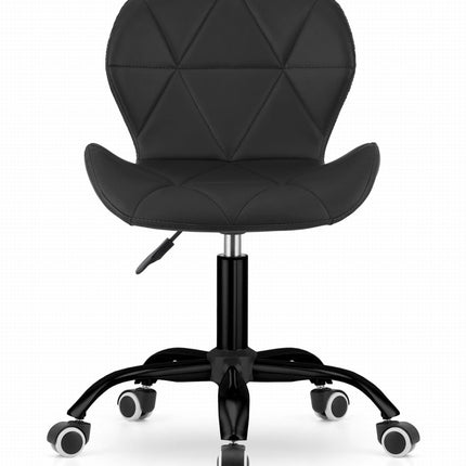 NOTO salono kėdė juoda eko oda – ergonomiška sėdimoji vieta kirpyklai ir kosmetologijos kabinetui