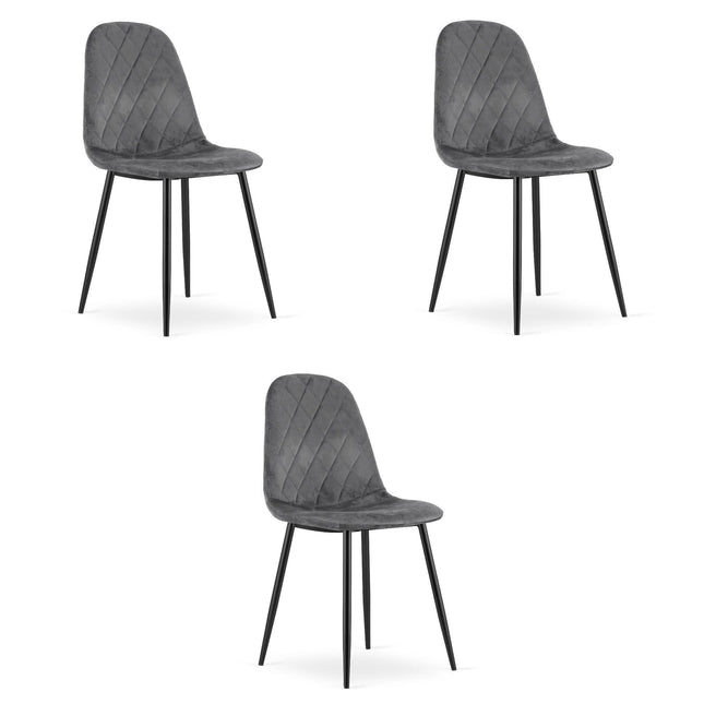 Hurtmeblowy ASTI kėdės tamsiai pilku aksominiu audiniu – elegantiškas baldų komplektas grožio salonui, 3 vnt.