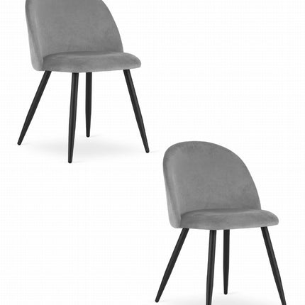 Hurtmeblowy BELLO kėdės šviesiai pilku aksominiu audiniu – elegantiški baldai grožio salonui, 2 vnt. komplektas