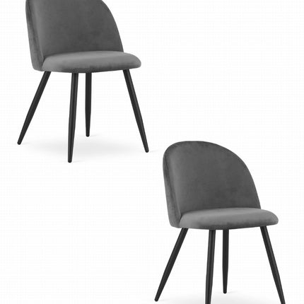 Hurtmeblowy BELLO kėdės tamsiai pilku aksomu - elegantiški baldai grožio salonui, 2 vnt. komplektas
