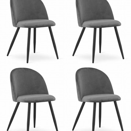 Hurtmeblowy BELLO kėdės tamsiai pilku aksomu – elegantiškas baldų rinkinys grožio salonui, 4 vnt.