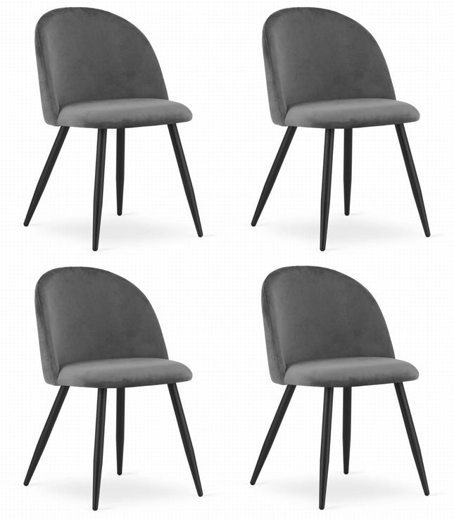 Hurtmeblowy BELLO kėdės tamsiai pilku aksomu – elegantiškas baldų rinkinys grožio salonui, 4 vnt.