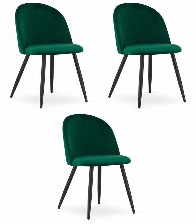 Hurtmeblowy BELLO kėdės žaliu aksomu – elegantiškas baldų komplektas grožio salonui, 3 vnt.