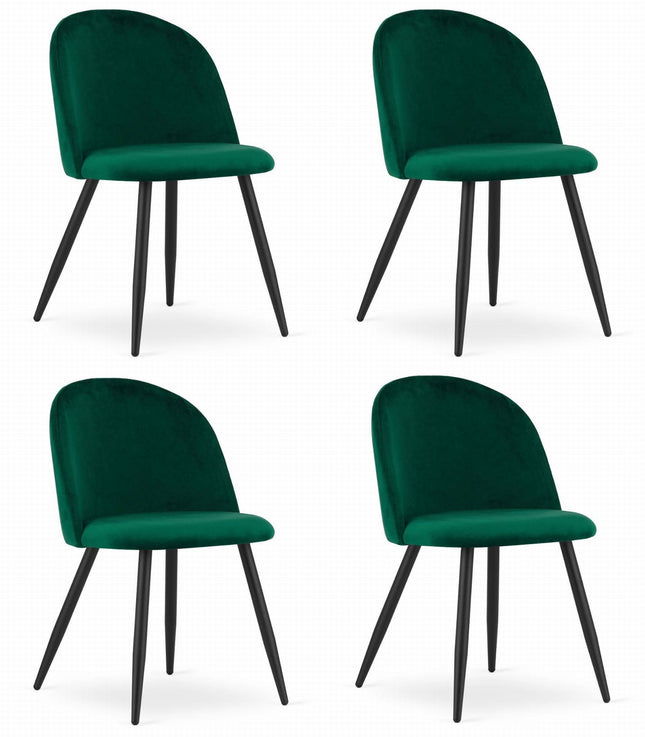 Hurtmeblowy BELLO kėdės žaliu aksomu – elegantiški baldai grožio salonui, 4 vnt. komplektas
