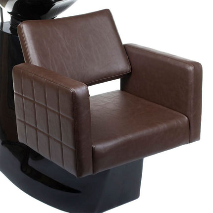 BS ERNESTO BR-3573 ruda plautuvė kirpyklai – ergonomiška atlošiama kėdė su keramikiniu dubeniu