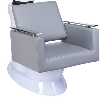 BS MILO BH-8025 plautuvė kirpyklos salonui – ergonomiška šviesiai pilka konstrukcija su reguliuojamu dubeniu