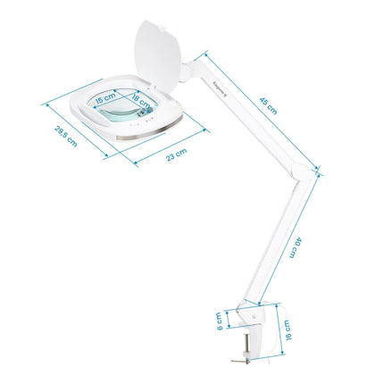 Kosmetologinė LED lempa-lupa ELEGANTE 6030 su spaustuvu, balta - nuotrauka 8