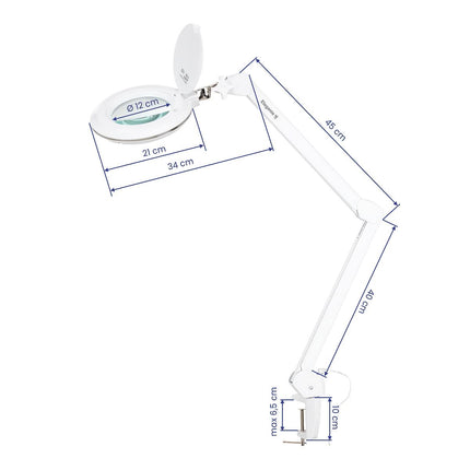 Kosmetologinė LED lempa-lupa ELEGANTE 6031 3D su spaustuvu, balta - nuotrauka 8