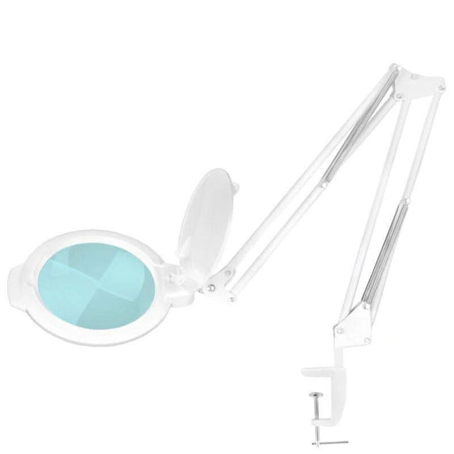 GLOW Moonlight 8013/6 kosmetologinė lempa-lupa stalviršiui, balta – SMD LED apšvietimas tiksliam darbui