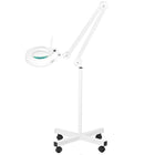 BeautyKit kosmetologinė pastatoma lempa-lupa S4 LED balta, 5 dioptrijų, ant keturašio stovo – baldai kosmetologijos kabinetui