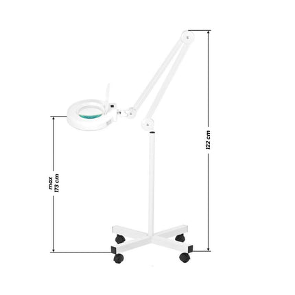 BeautyKit S4 LED lupa ant keturašio stovo – balta kosmetologinė lempa tikslioms odos procedūroms ir apžiūrai