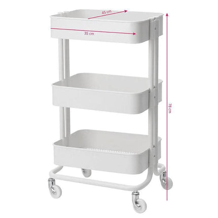 Baltas BeautyKit HS-05 vežimėlis grožio salonui – mobilus, stabilus, lengvai integruojamas į darbo zoną