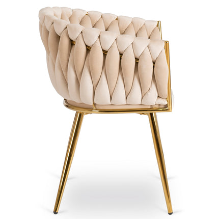 Mebel Elite CAPI Cream Velvet kėdė iš šono – tvirta konstrukcija intensyviam naudojimui grožio salone
