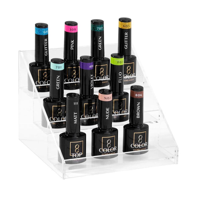BeautyKit lakų stovas C25 skaidrus – kompaktiškas organizatorius 25 lakams manikiūro darbo vietai